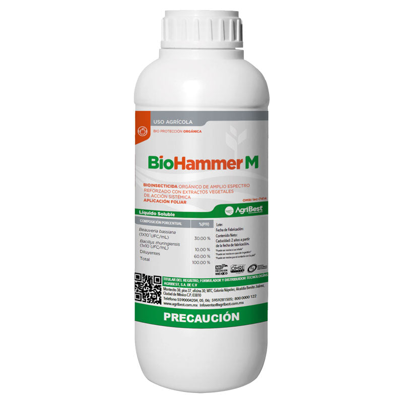 Bioinsecticida orgánico de aplicación foliar de amplio espectro, BioHammer M