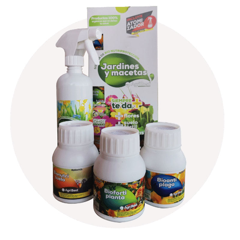 Fertilizantes, insecticidas, fungicidas orgánicos, Sistema Jardines y Macetas